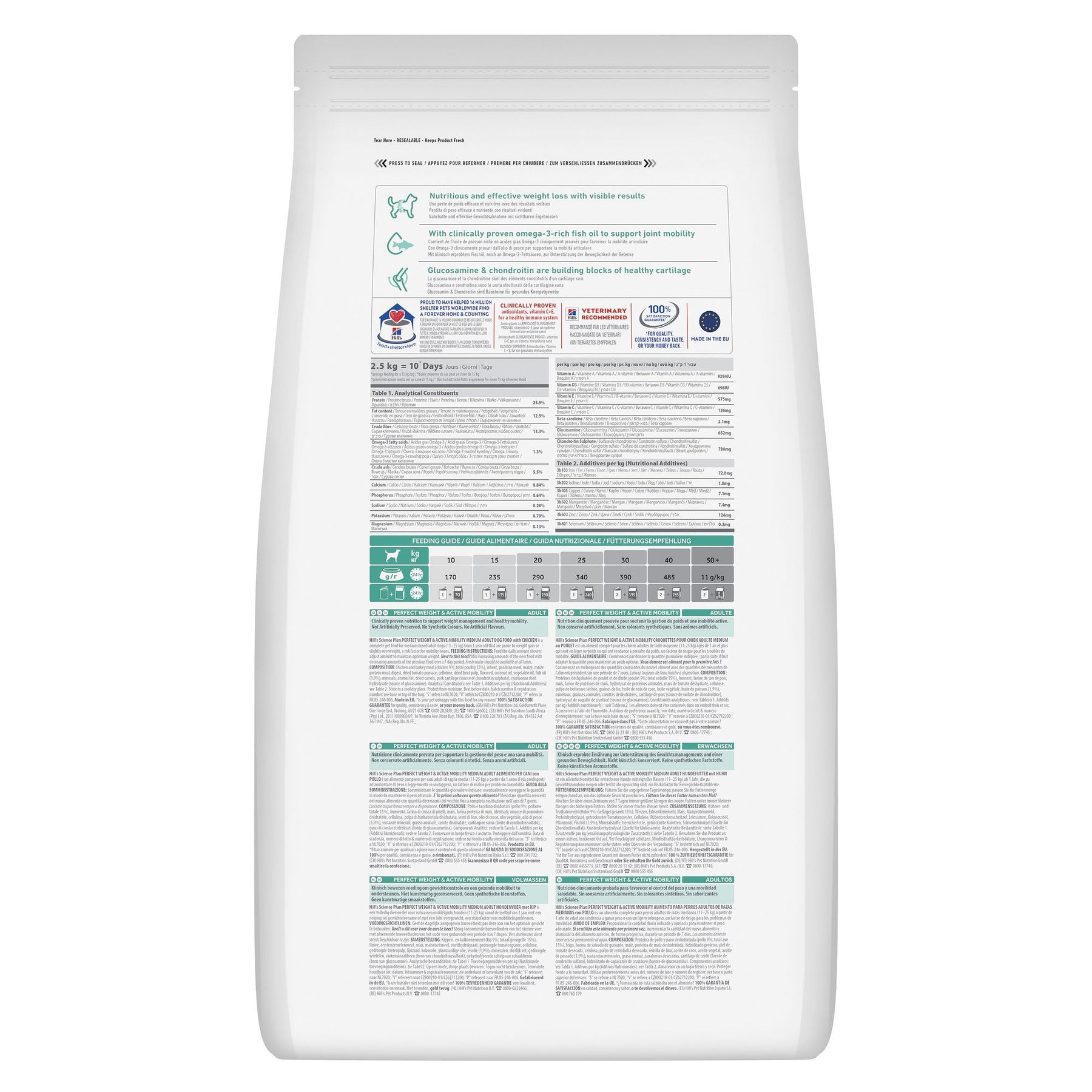Hill's Science Plan Perfect Weight & Active Mobility Medium Adult Hundefutter mit Huhn