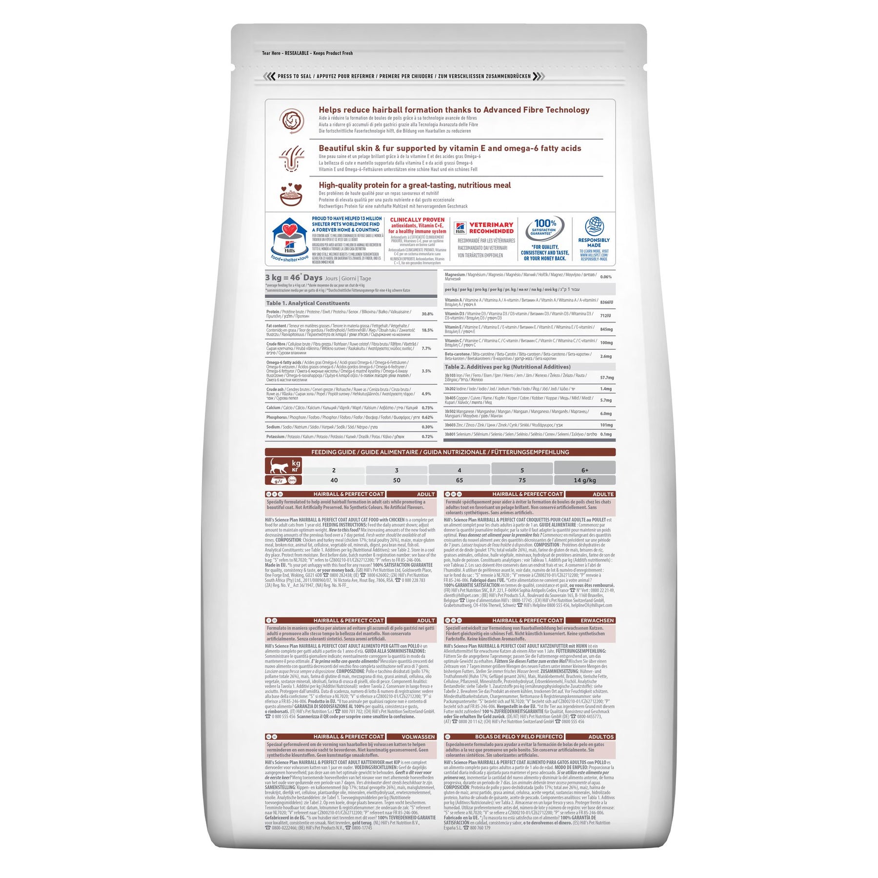 Hill’s Science Plan Hairball & Perfect Coat  Croquettes pour Chat Adulte au Poulet
