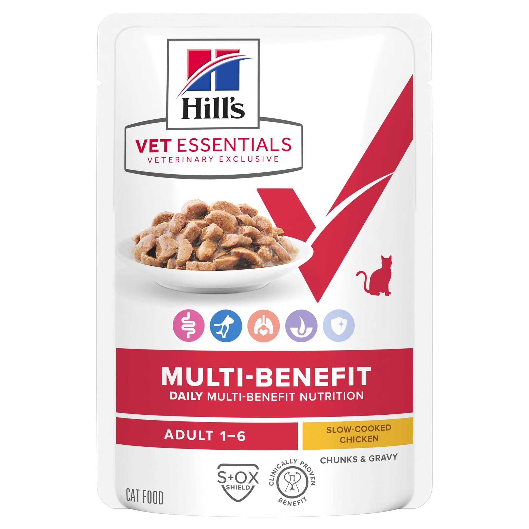 Hill's VET ESSENTIALS MULTI-BENEFIT  Sachet Repas pour Chat Adulte au Poulet Mijoté