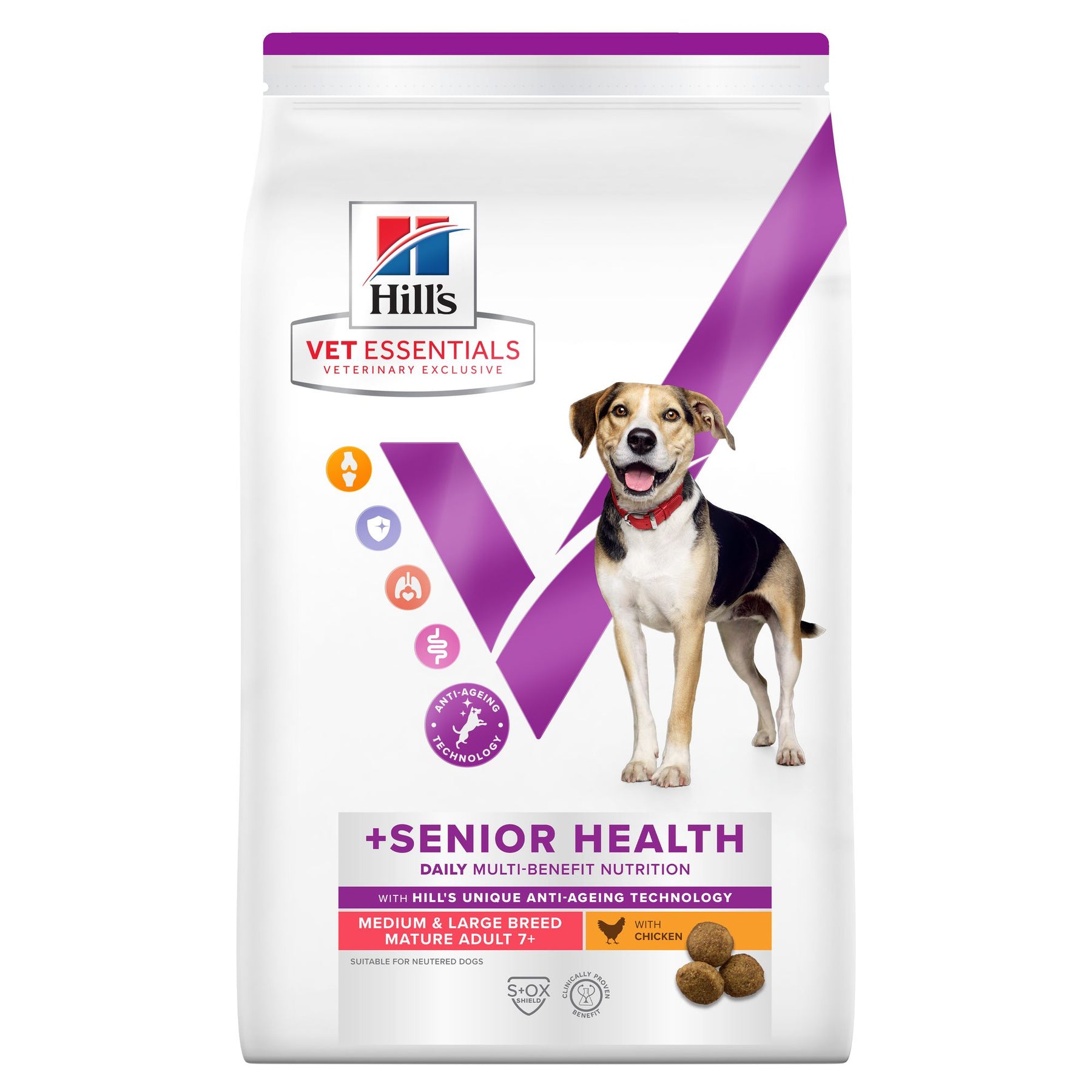 Hill's Vet Essentials MULTI-BENEFIT + Senior Health Mature Adult 7+ Medium & Large Breed Hundefutter mit Huhn