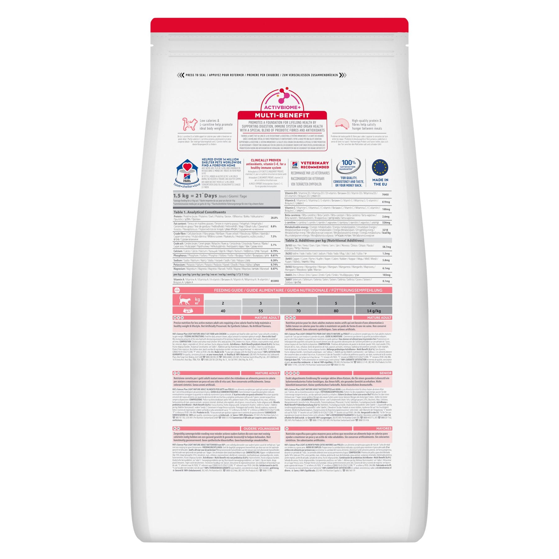 Hill's Science Plan Light - Croquettes pour Chat Mature - au Poulet