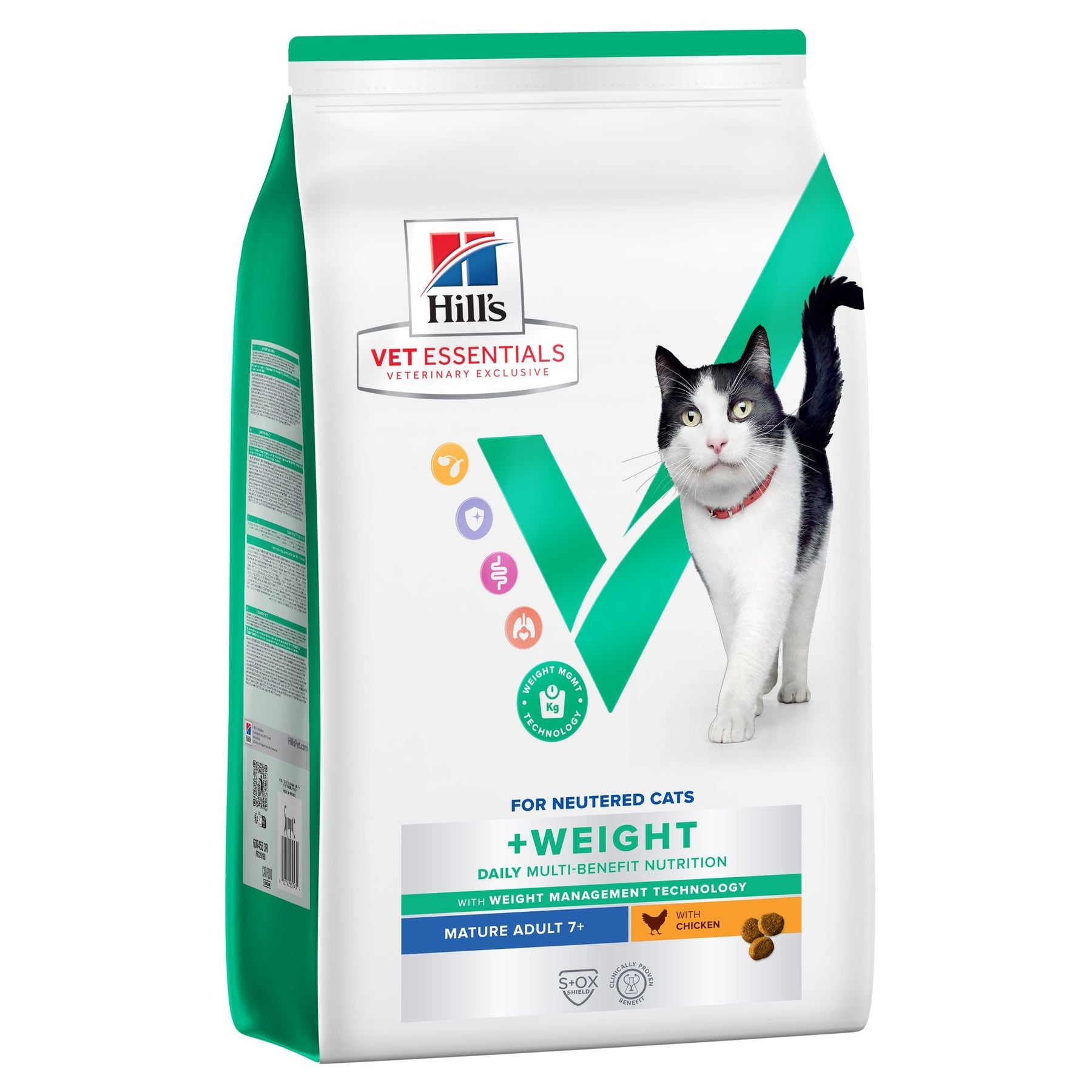 Hill's VET ESSENTIALS MULTI-BENEFIT + WEIGHT Croquettes pour Chat Adulte Mature 7+ au Poulet