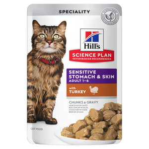 Hill's Science Plan Sensitive Stomach & Skin - Sachet Repas pour Chat à la Dinde
