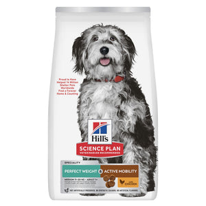 Hill's Science Plan Perfect Weight & Active Mobility Medium Adult Hundefutter mit Huhn