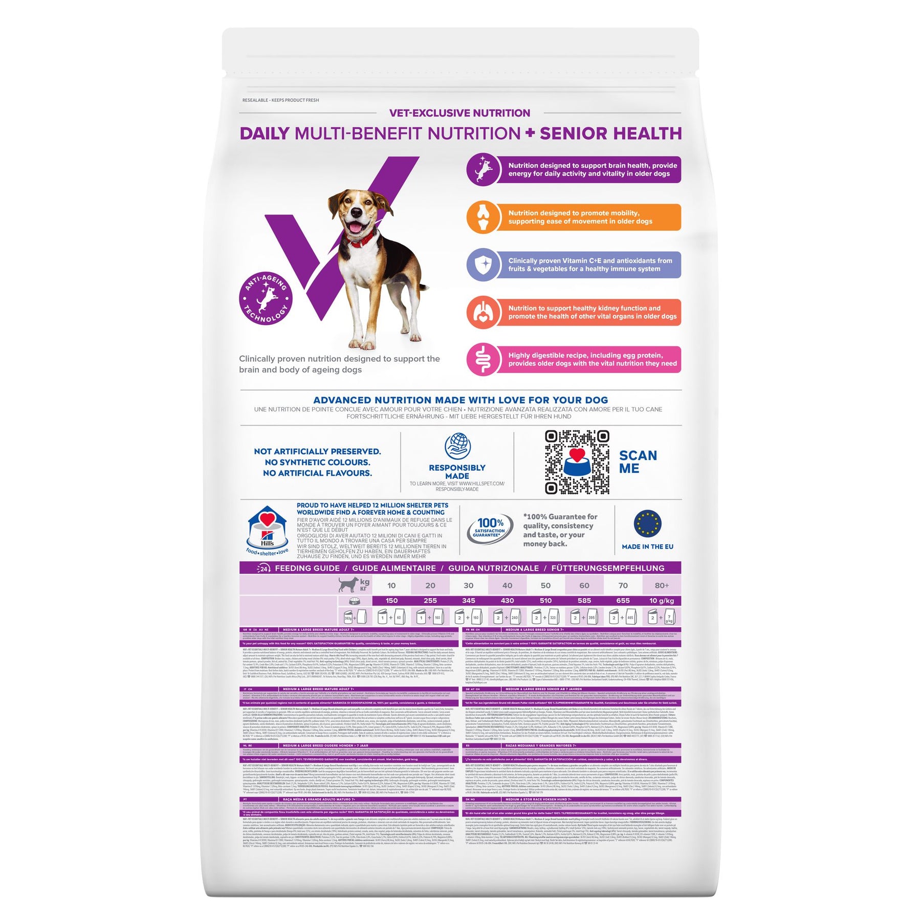 Hill's Vet Essentials MULTI-BENEFIT + Senior Health Mature Adult 7+ Medium & Large Breed Hundefutter mit Huhn