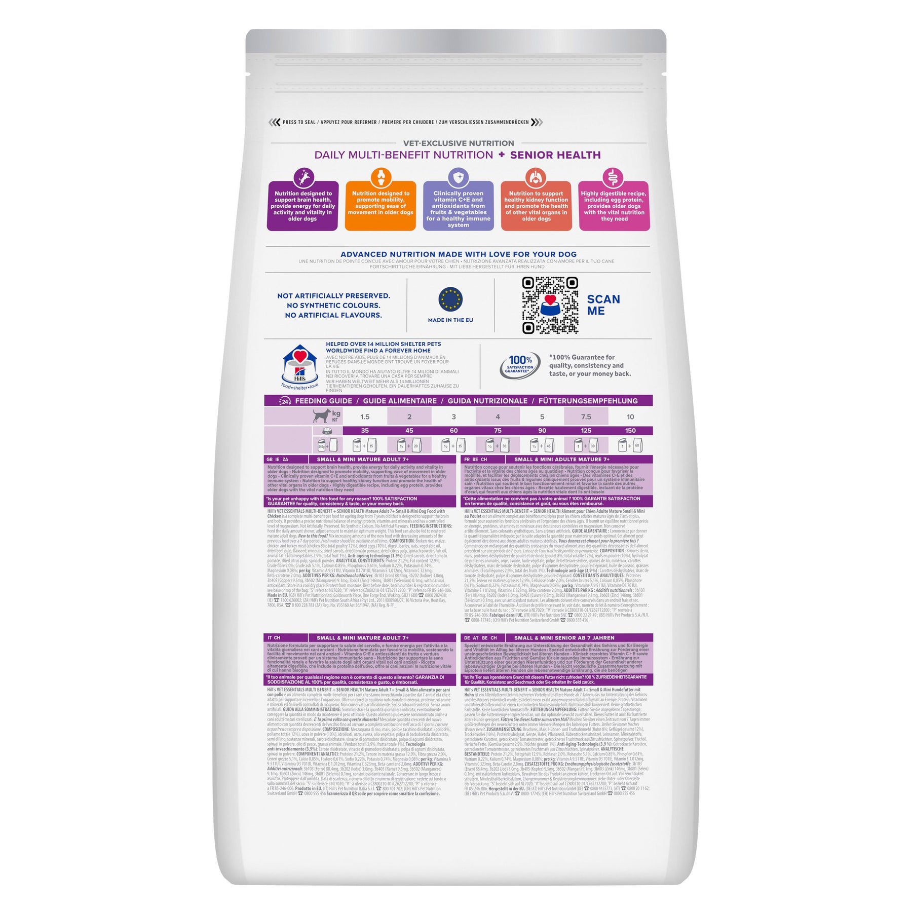 Hill's Vet Essentials MULTI-BENEFIT + SENIOR HEALTH croquettes pour Chiens Matures de petite et très petite races âgés de 7 ans et + au Poulet