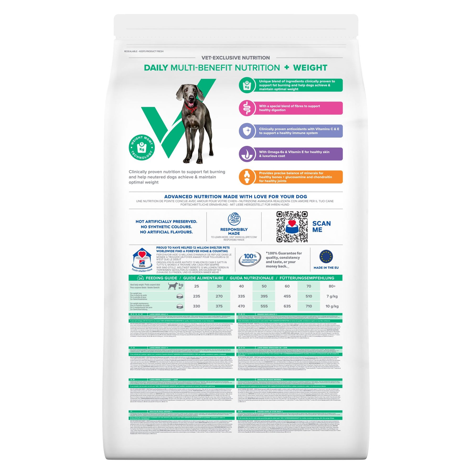 Hill's Vet Essentials MULTI-BENEFIT + Weight Adult 1+ Large Breed Hundefutter mit Huhn