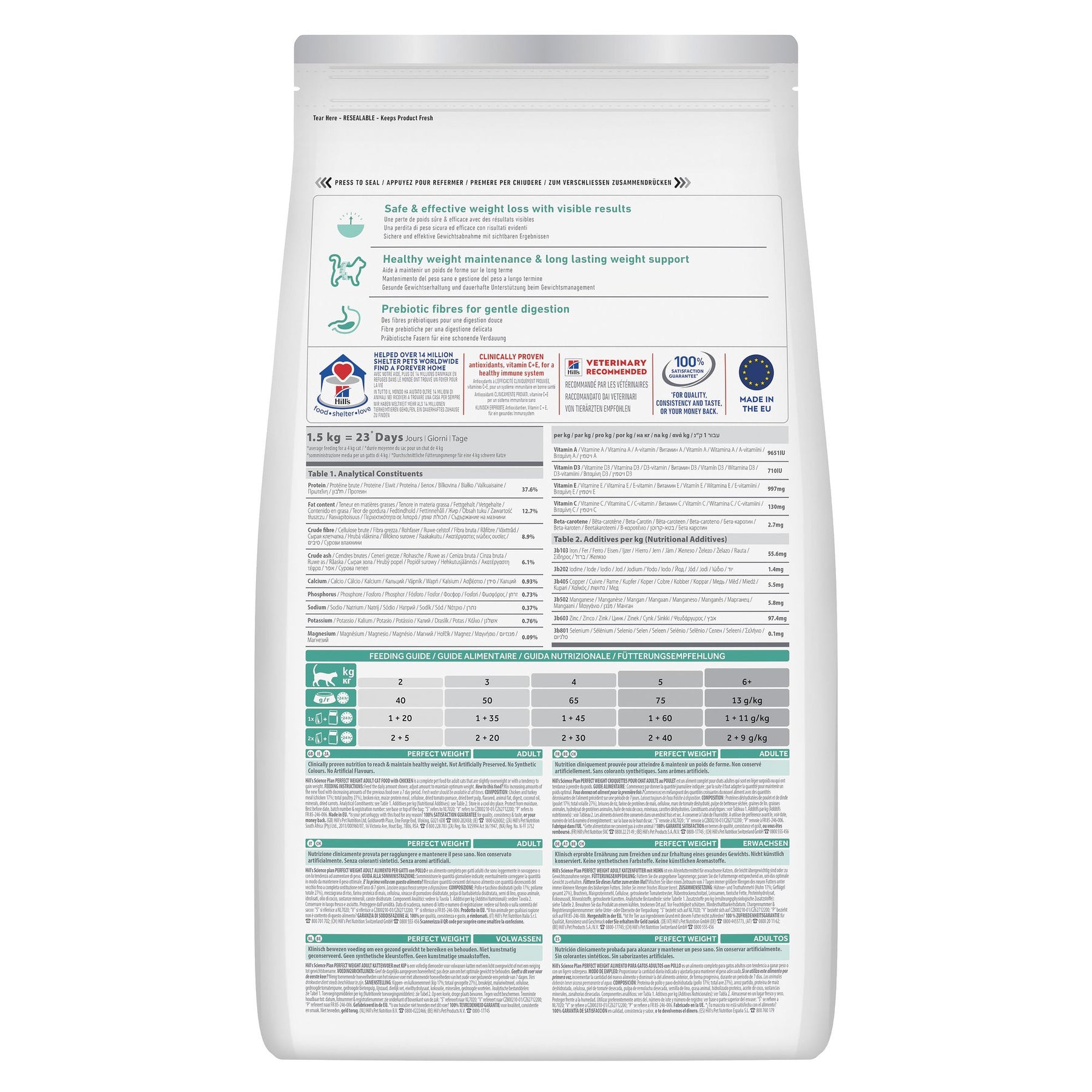 Hill's Science Plan Perfect Weight - Croquettes pour Chat Adulte - au Poulet