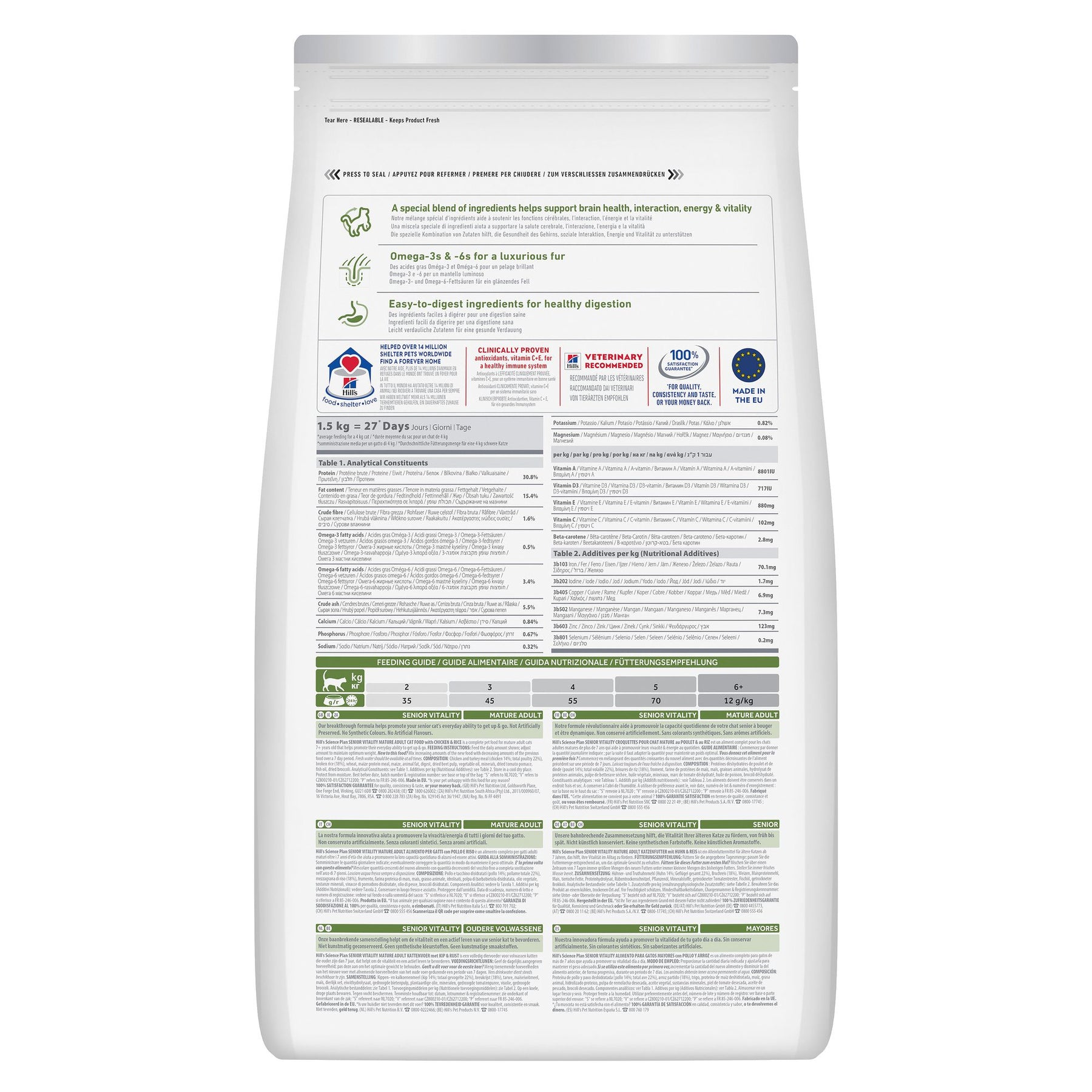 Hill's Science Plan Senior Vitality - Croquettes pour Chat Mature (7+) - au Poulet et Riz