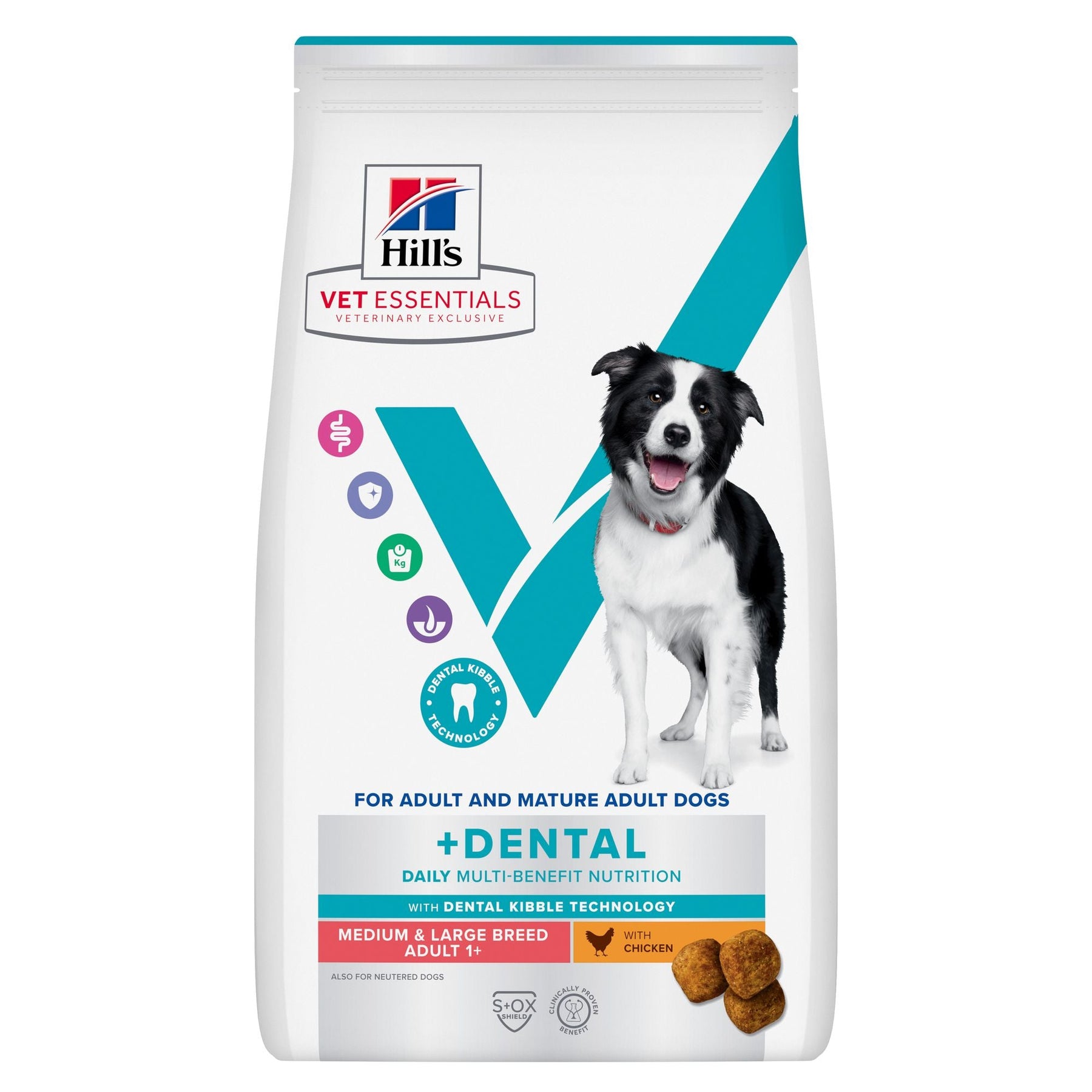 Hill's Vet Essentials MULTI-BENEFIT + Dental Adult 1+ Medium and Large Breed Hundefutter mit Huhn